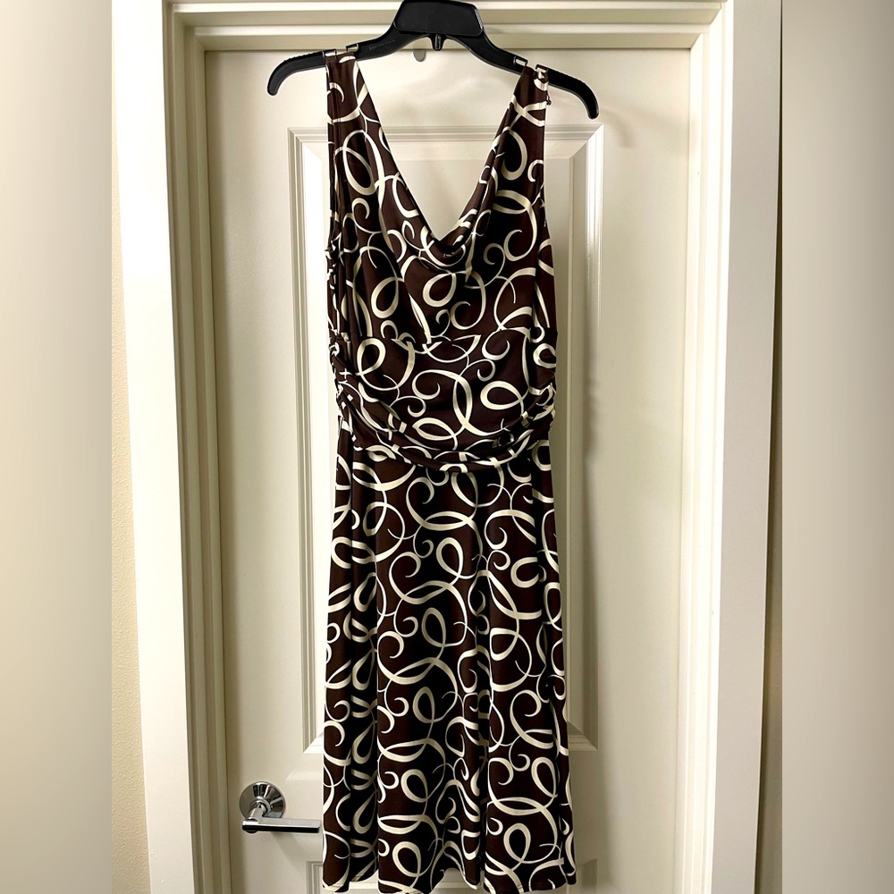 Maggie London Brown and Cream Dress